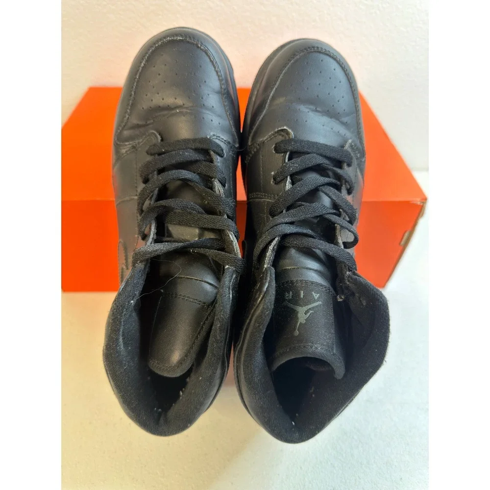 Nike Air Jordan 1 Mid Triple Black 7Y #2416